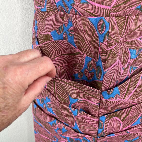 Rachel Roy Pink Green Tropical Linen Blend Pleated Strapless Mini Sheath Dress 0 - Picture 8 of 15